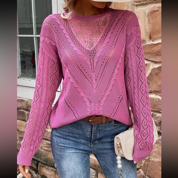 Boho Lace  detail sleeve sweater - Picture 4 of 6